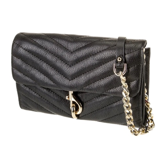 Rebecca Minkoff Handbags - Rebecca Minkoff Quilted Leather Wallet on Chain Crossbody Black Gold